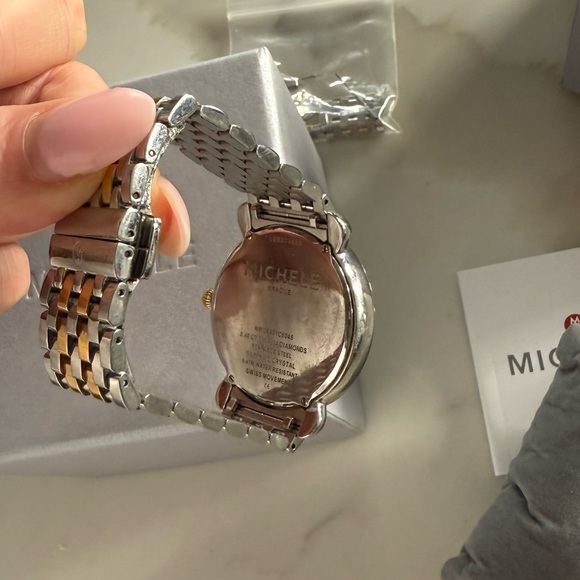 MICHELE Mother of Pearl Diamond Two Tone Watch - Picture 8 of 8